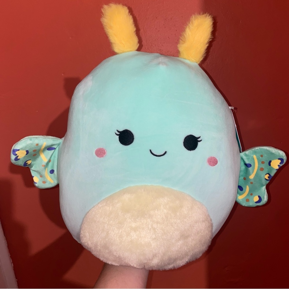 Squishmallow Connie the Mint Blue & Yellow Fuzzy Belly Moth 12”